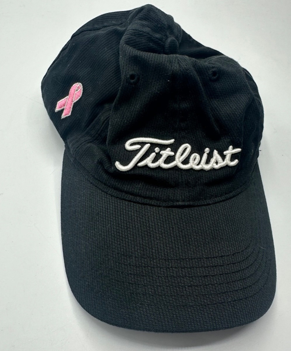 Titleist Breast Cancer Awareness Ribbon Strapback Hat Cap Black Pink Golf Sports